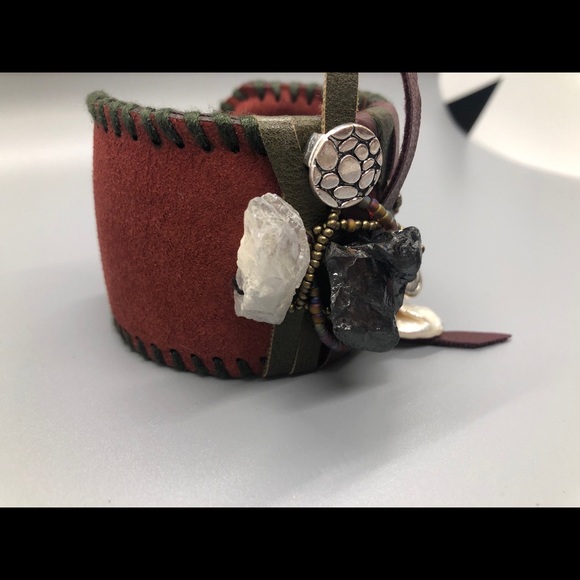 Handmade Bohemian Suede Cuff Bracelet - Picture 6 of 8